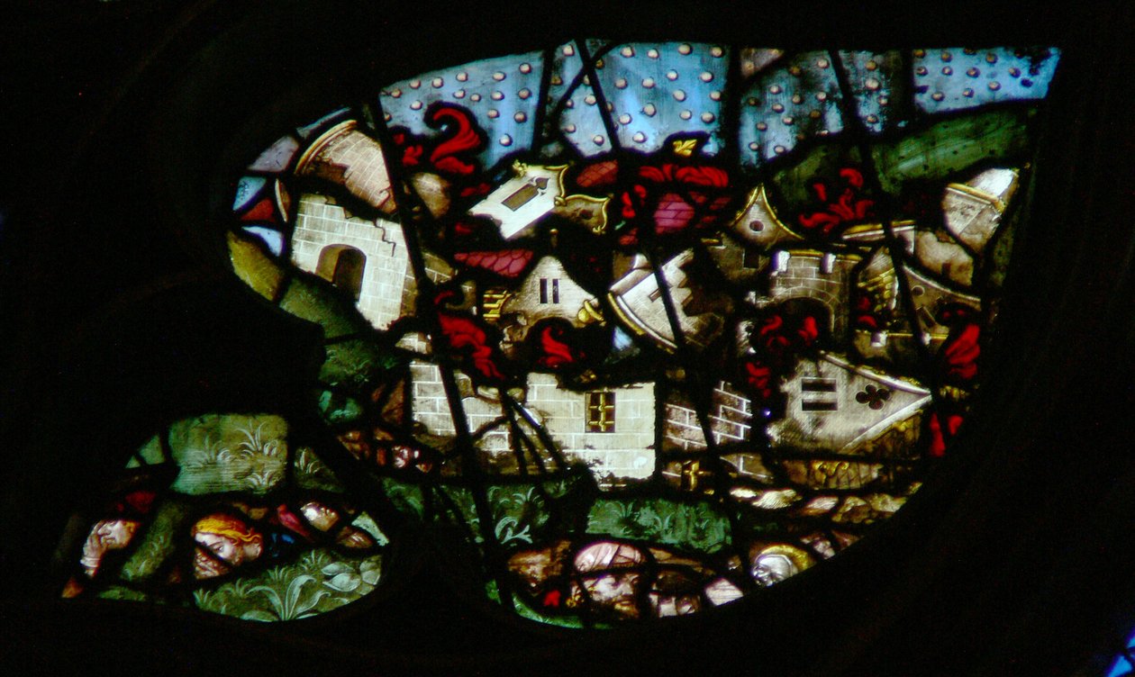 The West Rose Window Depicting a Scene from the Book of Revelation: Great Earthquake and Hailstones as Heavy as Coins by French School