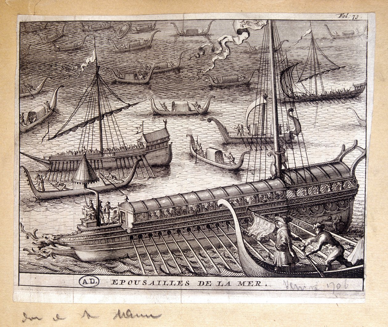 The wives of the Doge of Venice with the sea in 1706 by French School