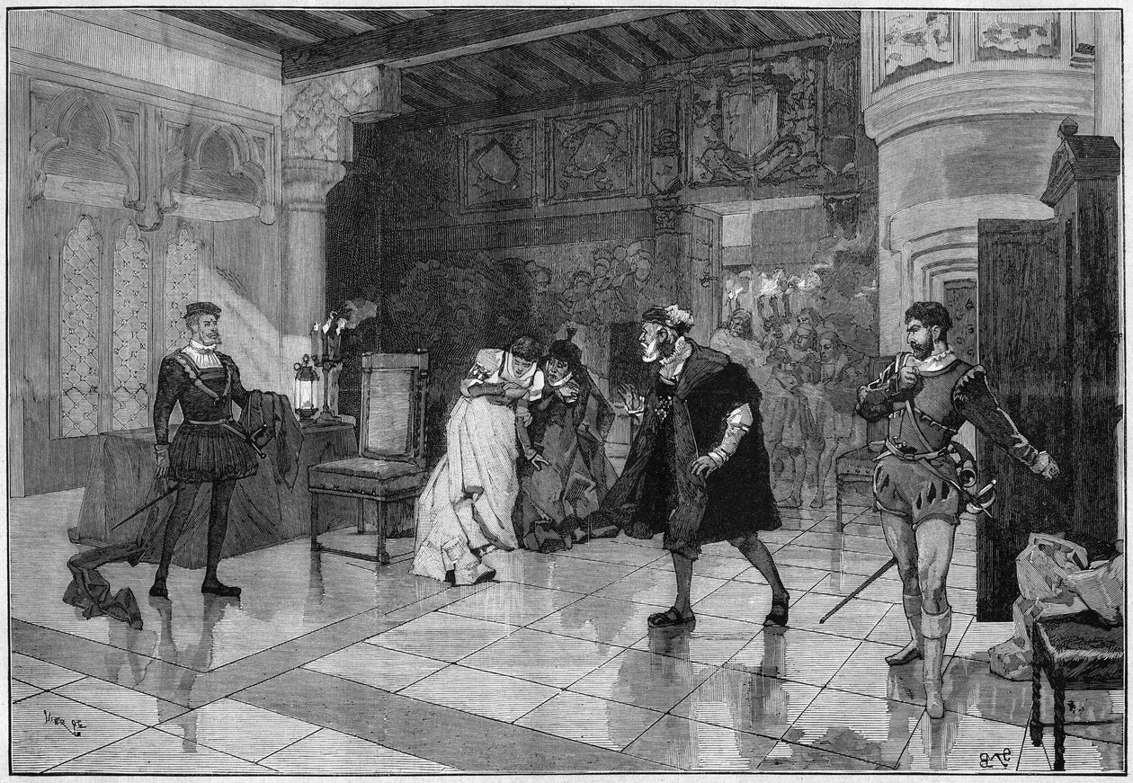 Theatrical representation: Hernani by Victor Hugo (1802-1885), act I scene 3. Paris, Comedie Francaise by French School