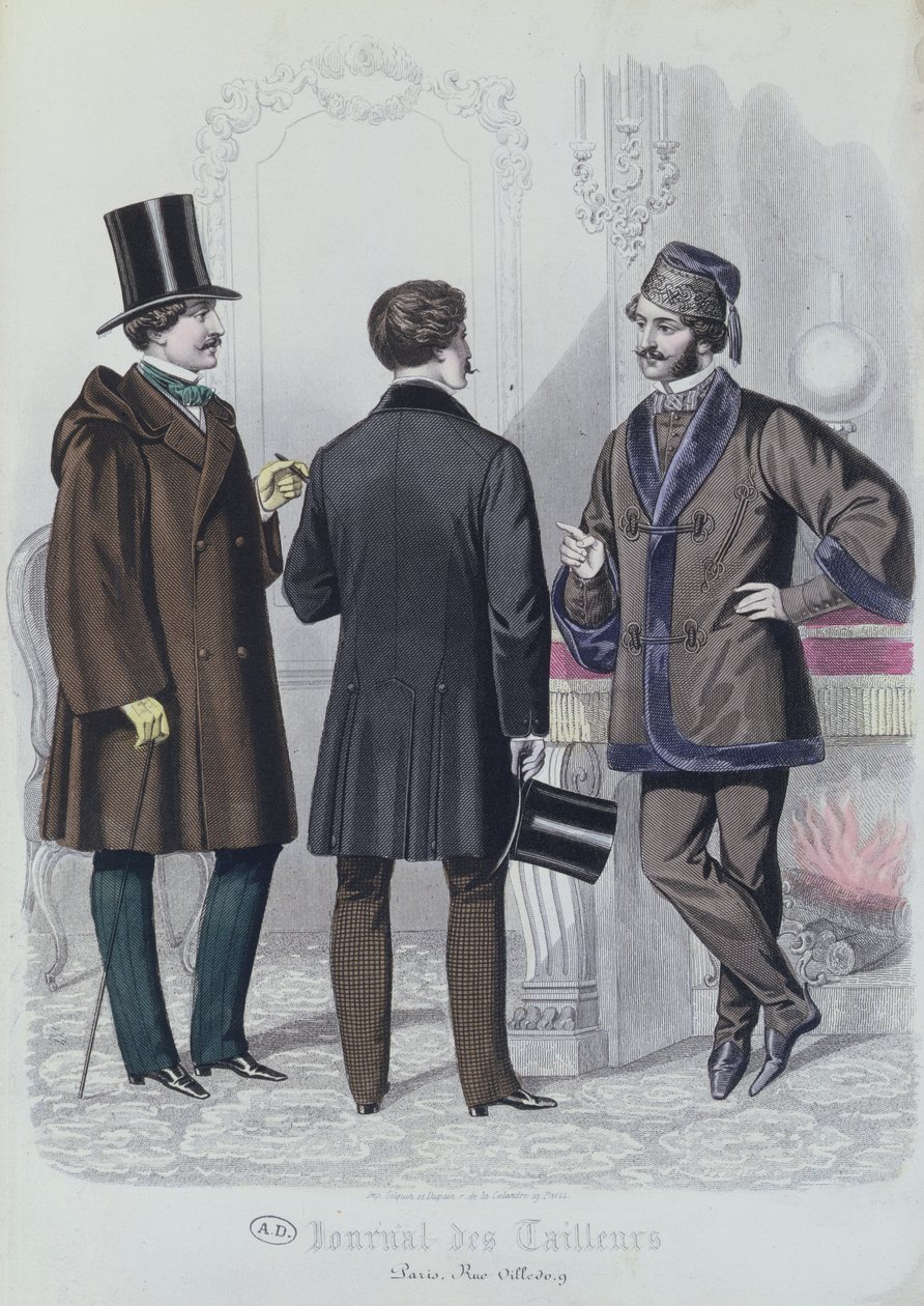 Three Elegant Young Men, December, 1856 by French School
