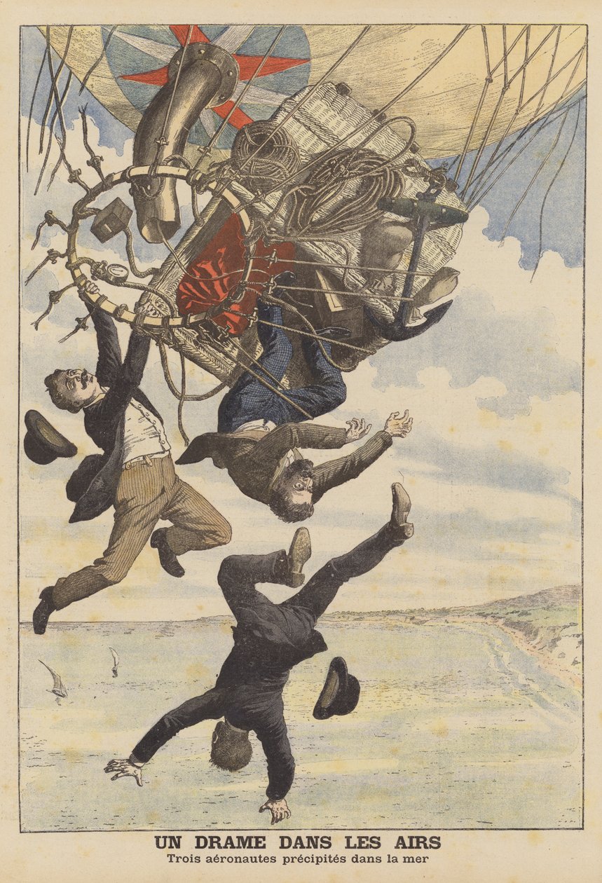 Three Italian Balloonists Falling into the Sea by French School