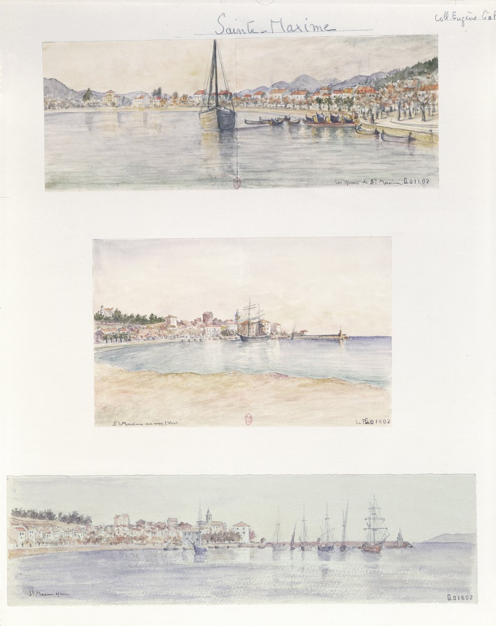 Three Views of Sainte Maxime by French School