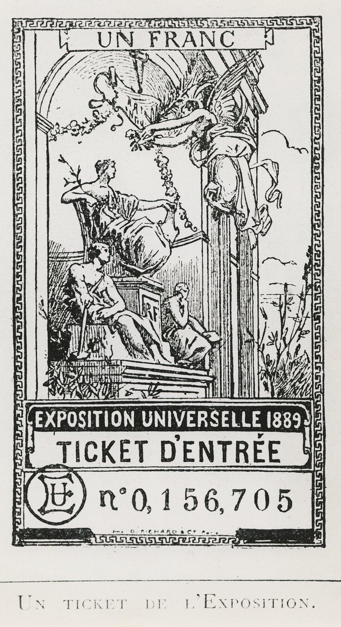 Ticket of Entry to the Exposition Universelle of 1889 (litho) by French School