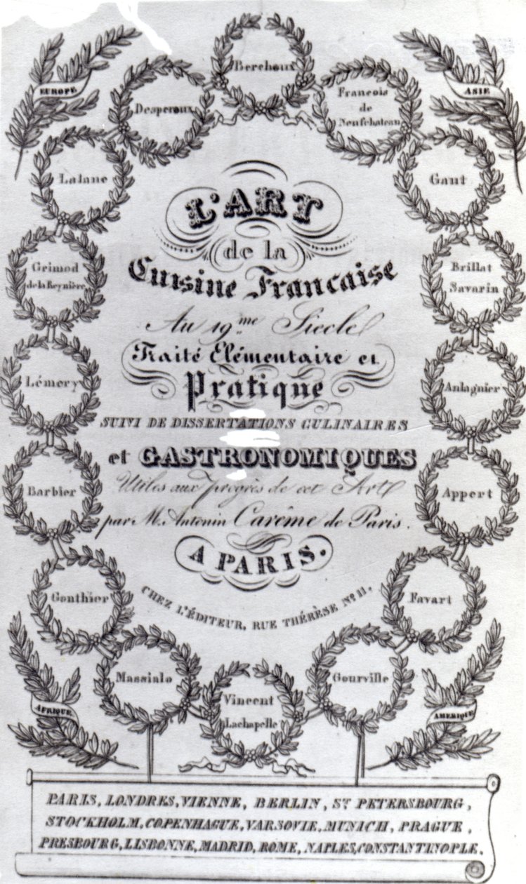 Title Page for LArt de la Cuisine Francaise vol. III by Antonin Careme, published 1834 by French School