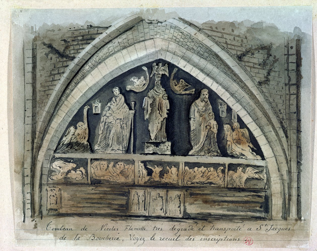 Tomb of Nicolas Flamel at the Cimetiere des Innocents by French School