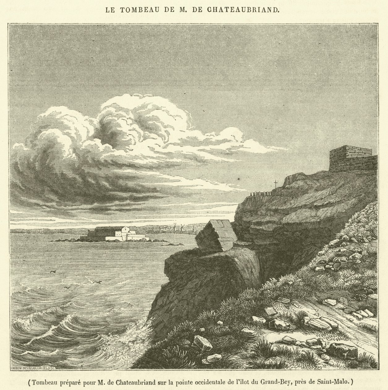 Tomb Prepared for M. de Chateaubriand on the Western Tip of the Grand-Bey Islet, near Saint-Malo by French School