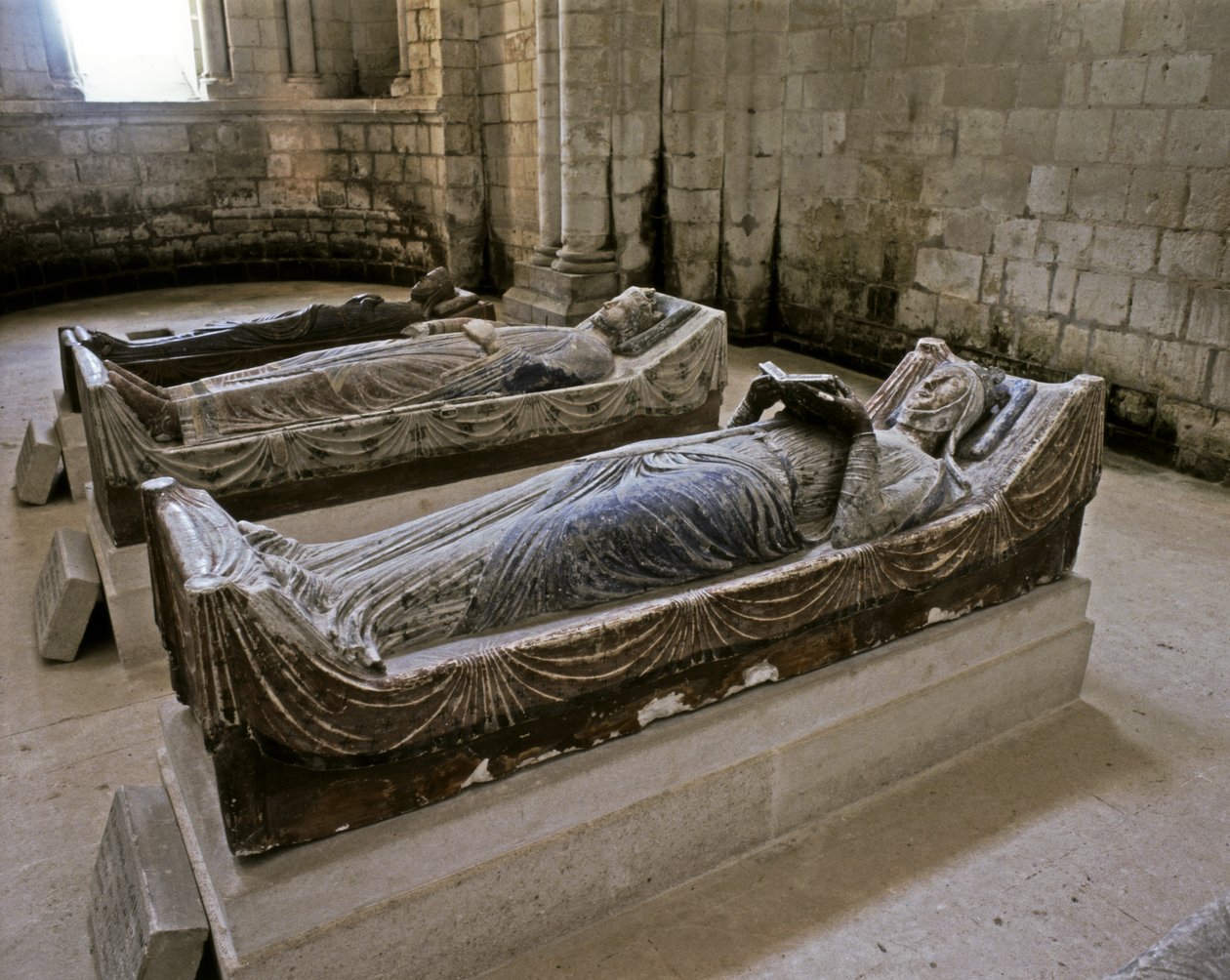 Tombs of Eleanor of Aquitaine (foreground) (1122-1204) Queen of England by French School