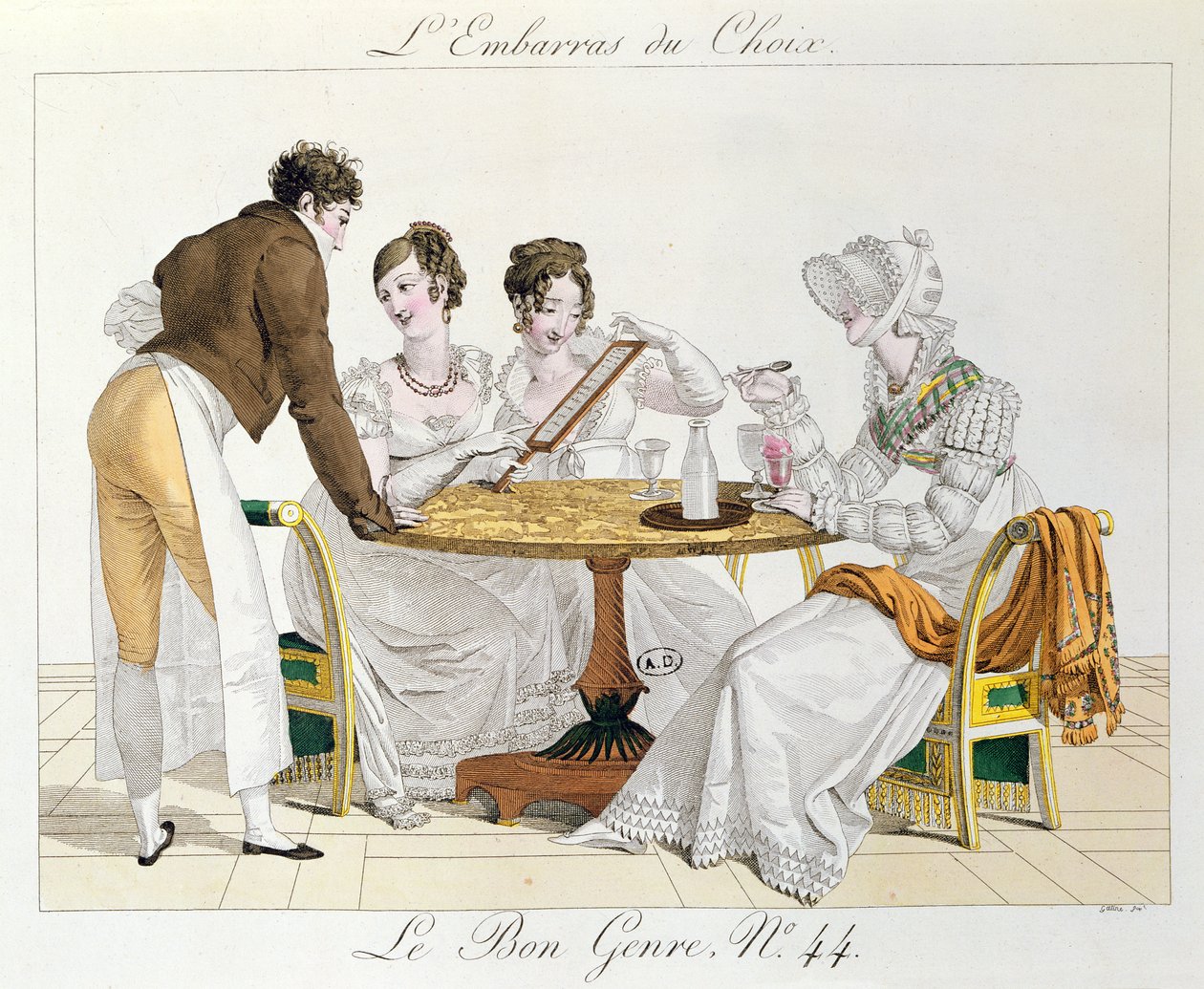 Too Much Choice, plate 44 from Le Bon Genre, 1827 by French School