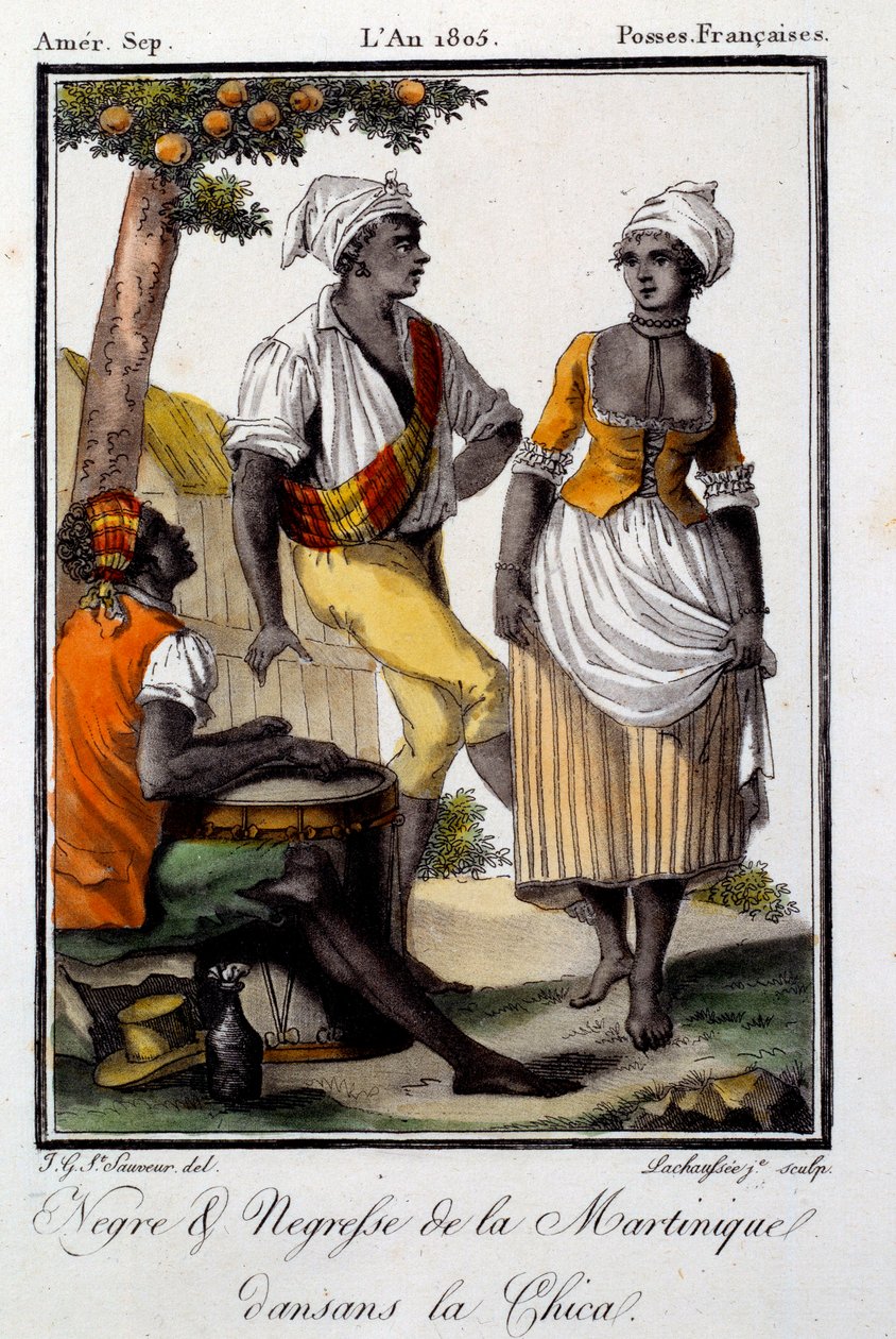 Traditional Dance: Inhabitants of Martinique Dancing Chica by French School