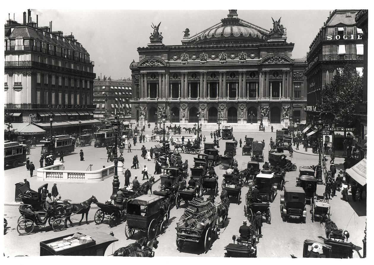 Traffic in front of the Paris Opera House, 1890-99 by French School
