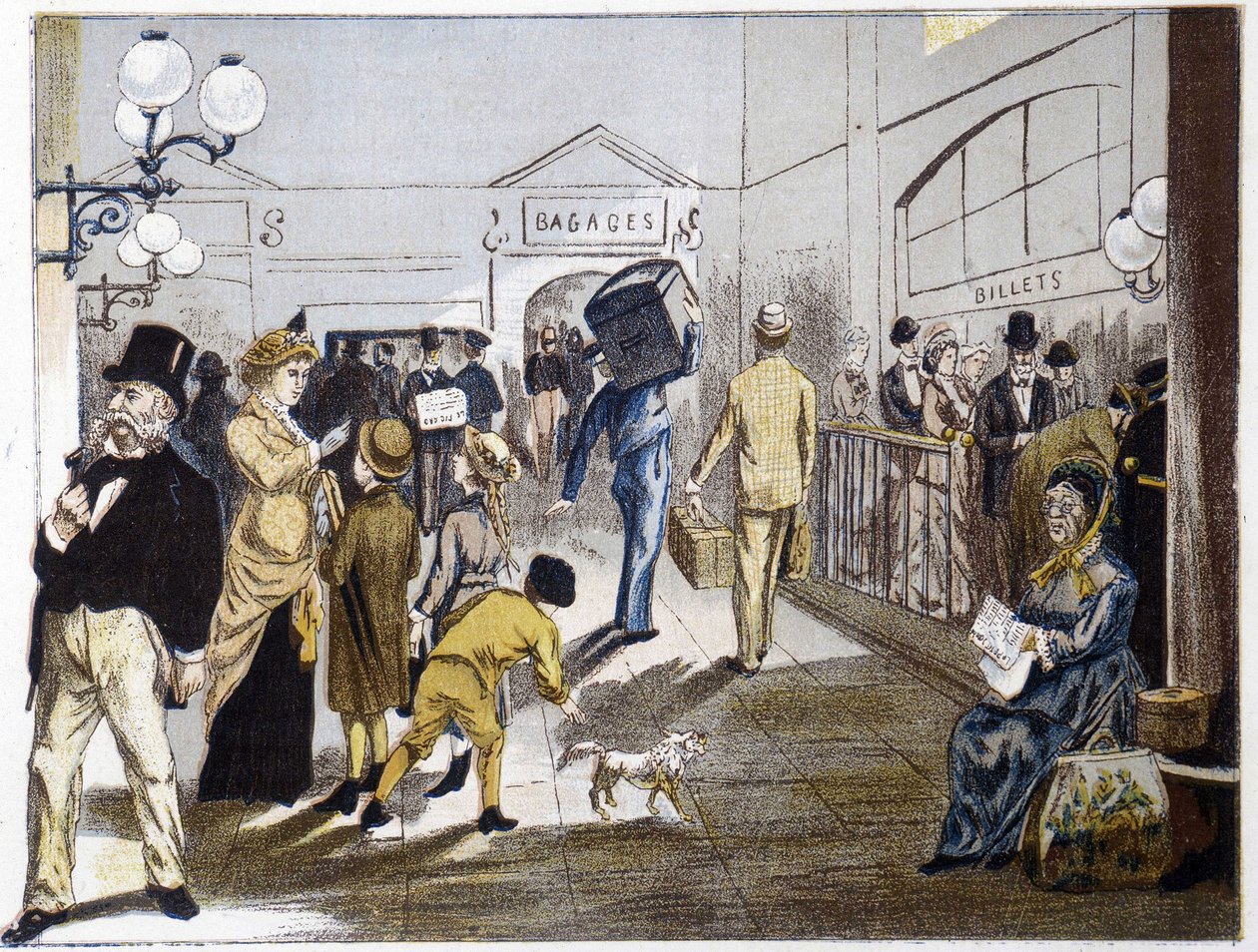 Train station hall, late 19th century by French School