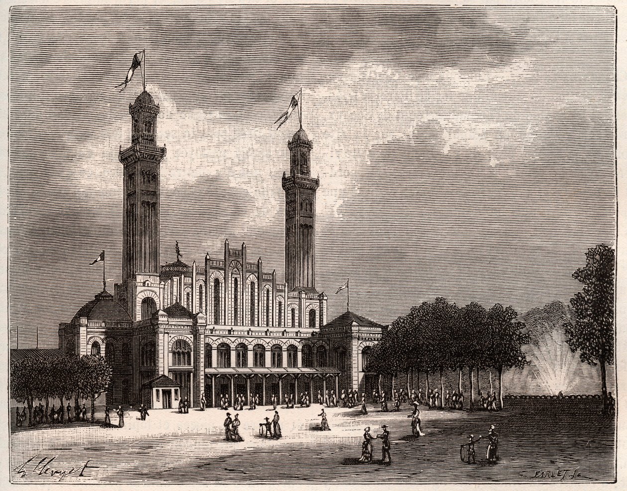 Trocadero in Paris - engraving in La France illustree: geographie, histoire, administration statistique by V.A. Malt-Brown. 1884 by French School