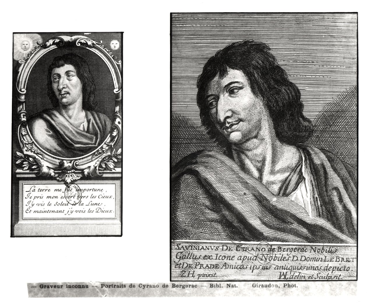 Two portraits of Savinien Cyrano de Bergerac, on the right after Zacharie Heince by French School
