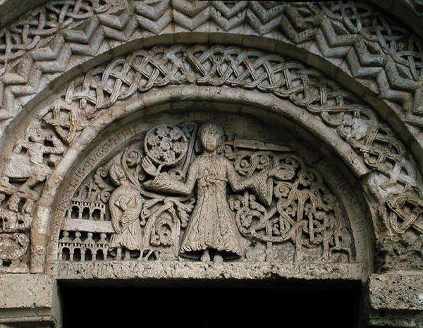 Tympanum depicting Christ of Revelation holding the Seven Stars in His Hand by French School
