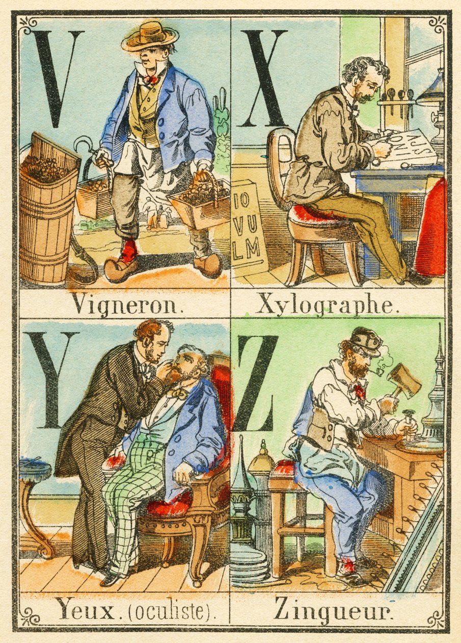 Winemaker, Xylographer, Eyes (oculist), Zingueur by French School