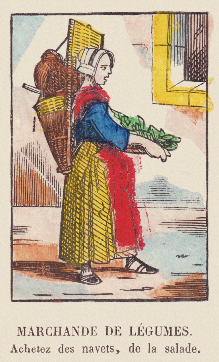 Vegetable seller. Buy turnips, salad, around 1819 by French School