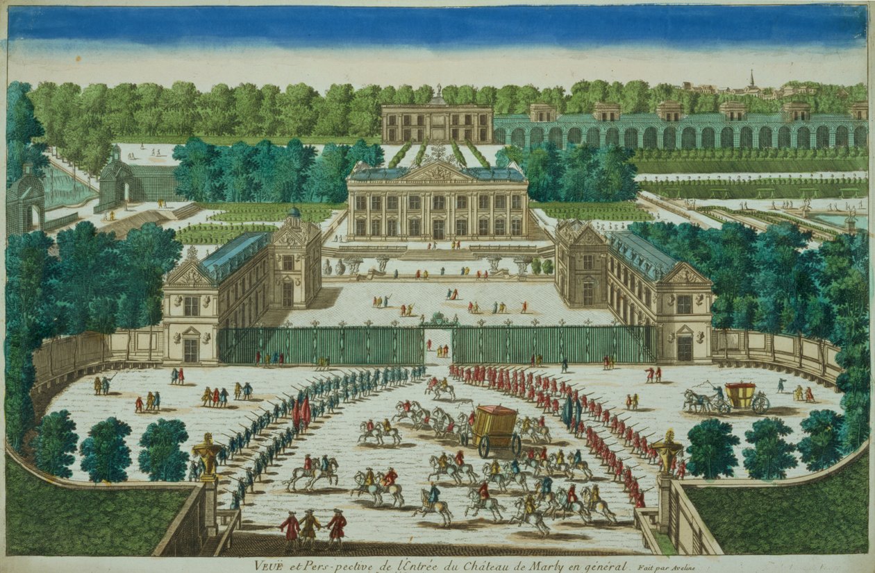 View and Perspective of the Entrance to the Chateau of Marly, engraved by Antoine Aveline by French School