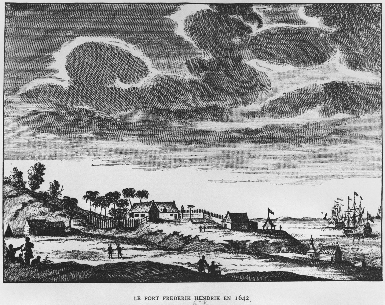 View of Fort Frederik Hendrik, Mauritius, in 1642, Illustration from Le Premier Etablissement Neerlandais a Maurice by Prince Roland Bonaparte by French School