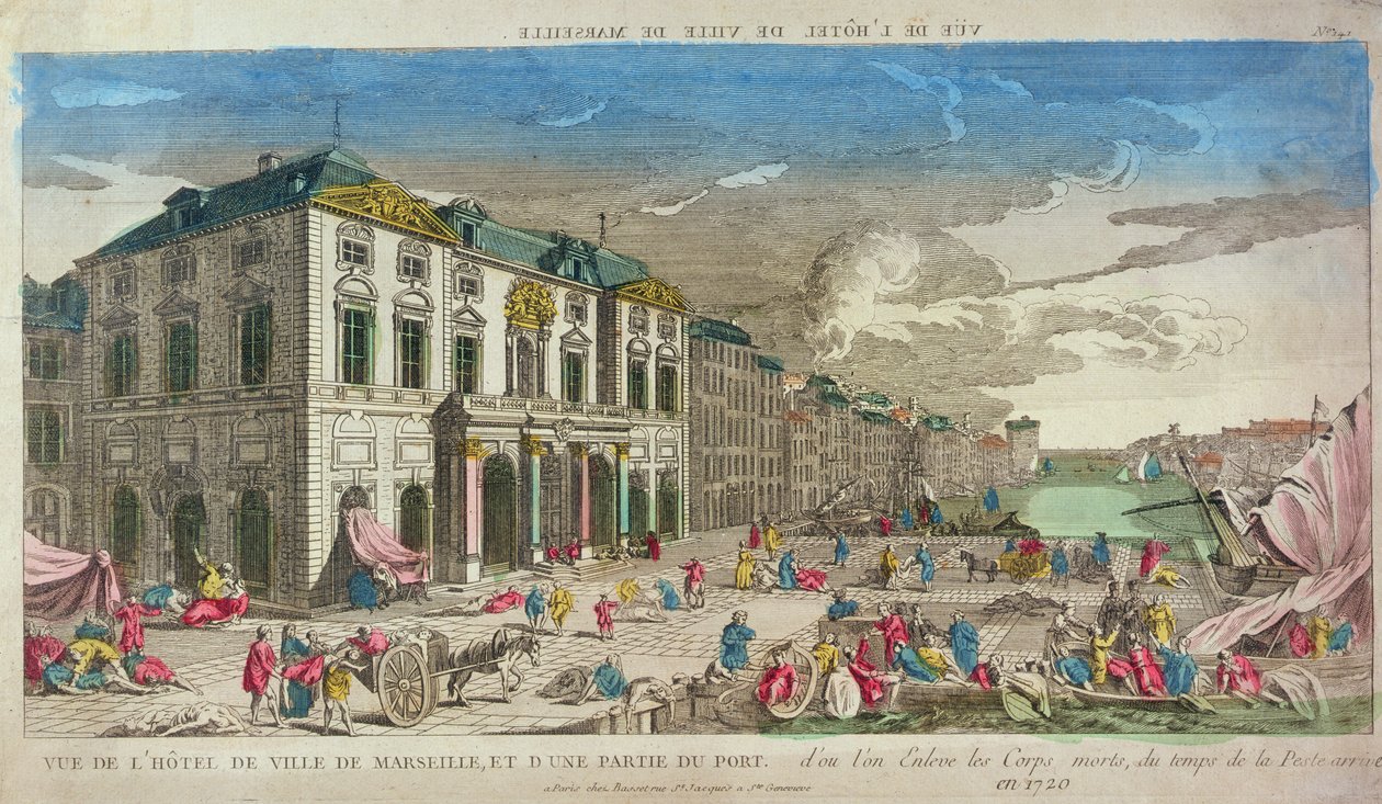View of the Hotel de Ville, Marseille, in 1720 by French School