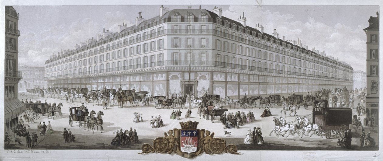 View of the Magasins du Louvre department store, Paris, 1866 by French School