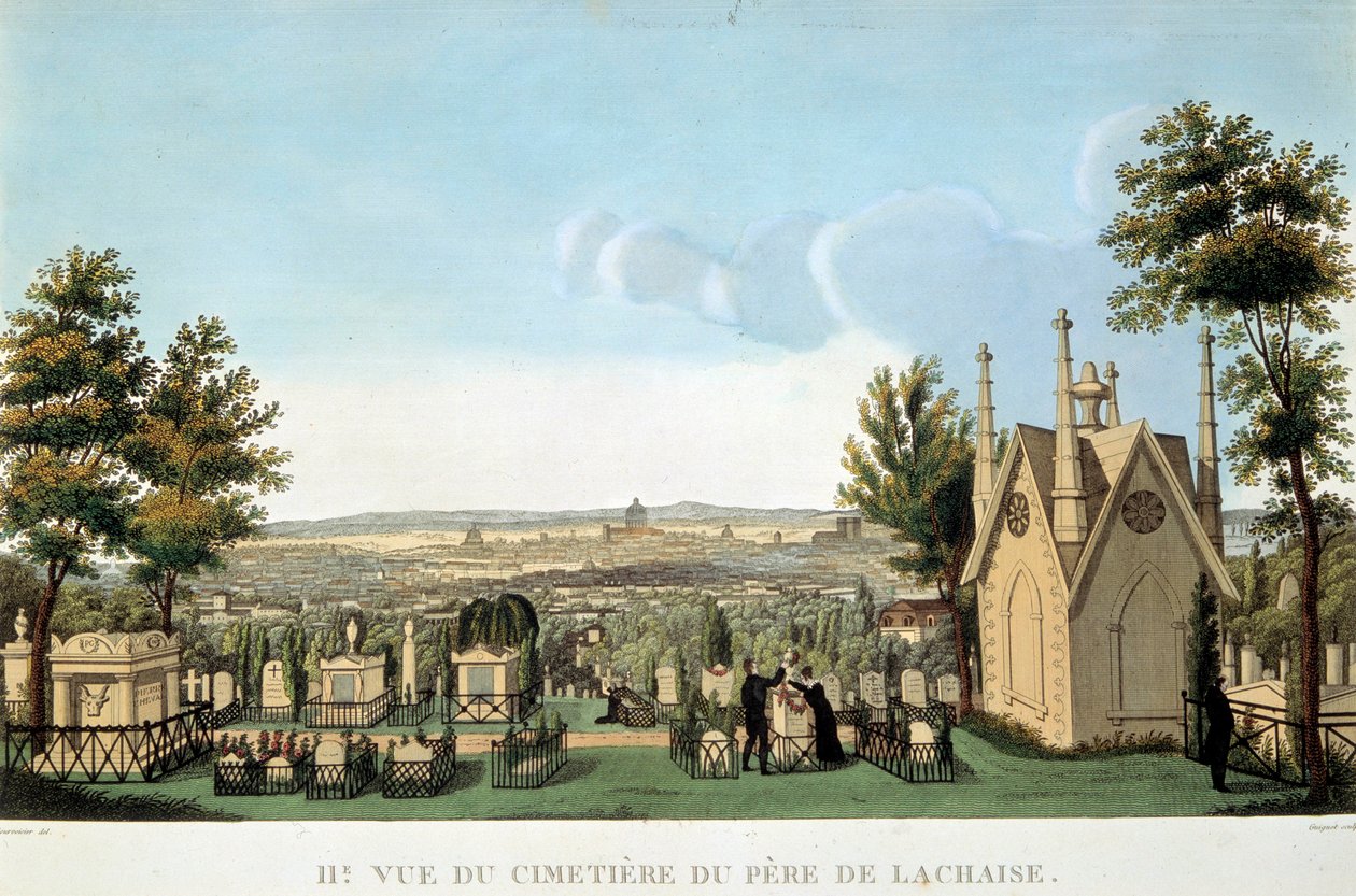 View of the Pere Lachaise cemetery in Paris by French School
