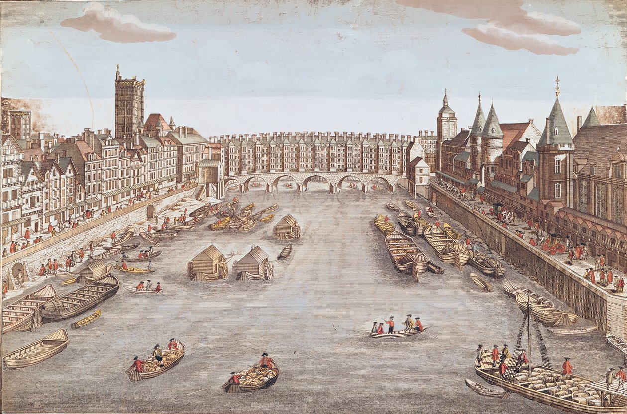 View of the Pont au Change looking downstream by French School