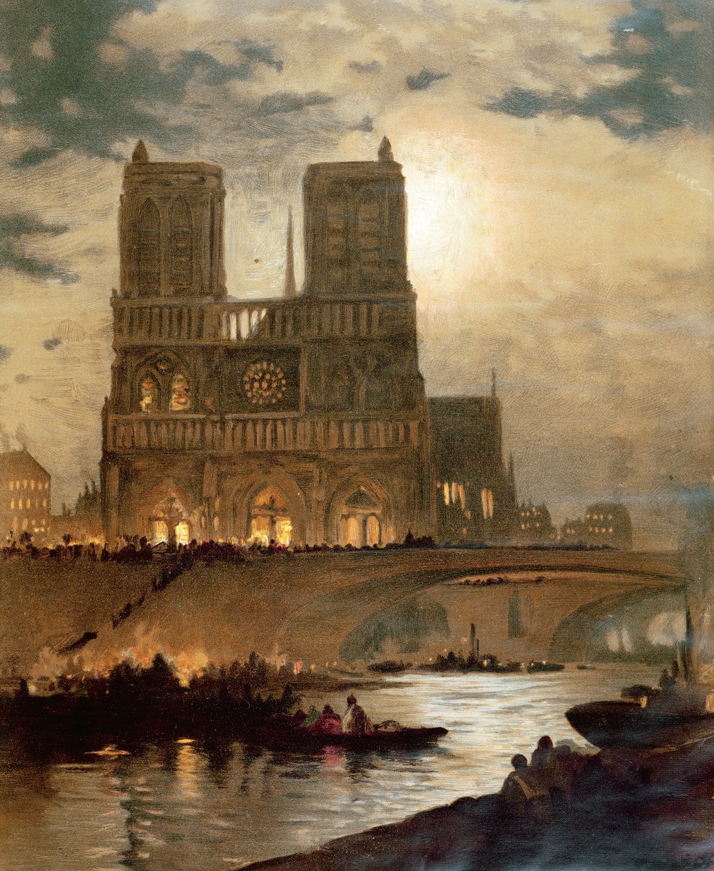 View of the West Facade of the Cathedral of Notre-Dame, Paris, c.1840 by French School