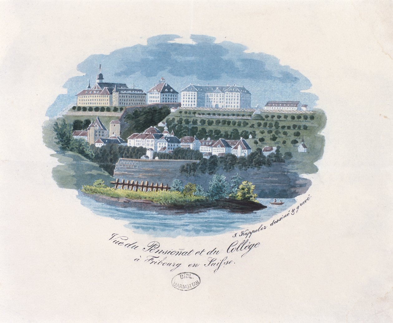 View of the Boarding School and College in Fribourg, Switzerland by French School