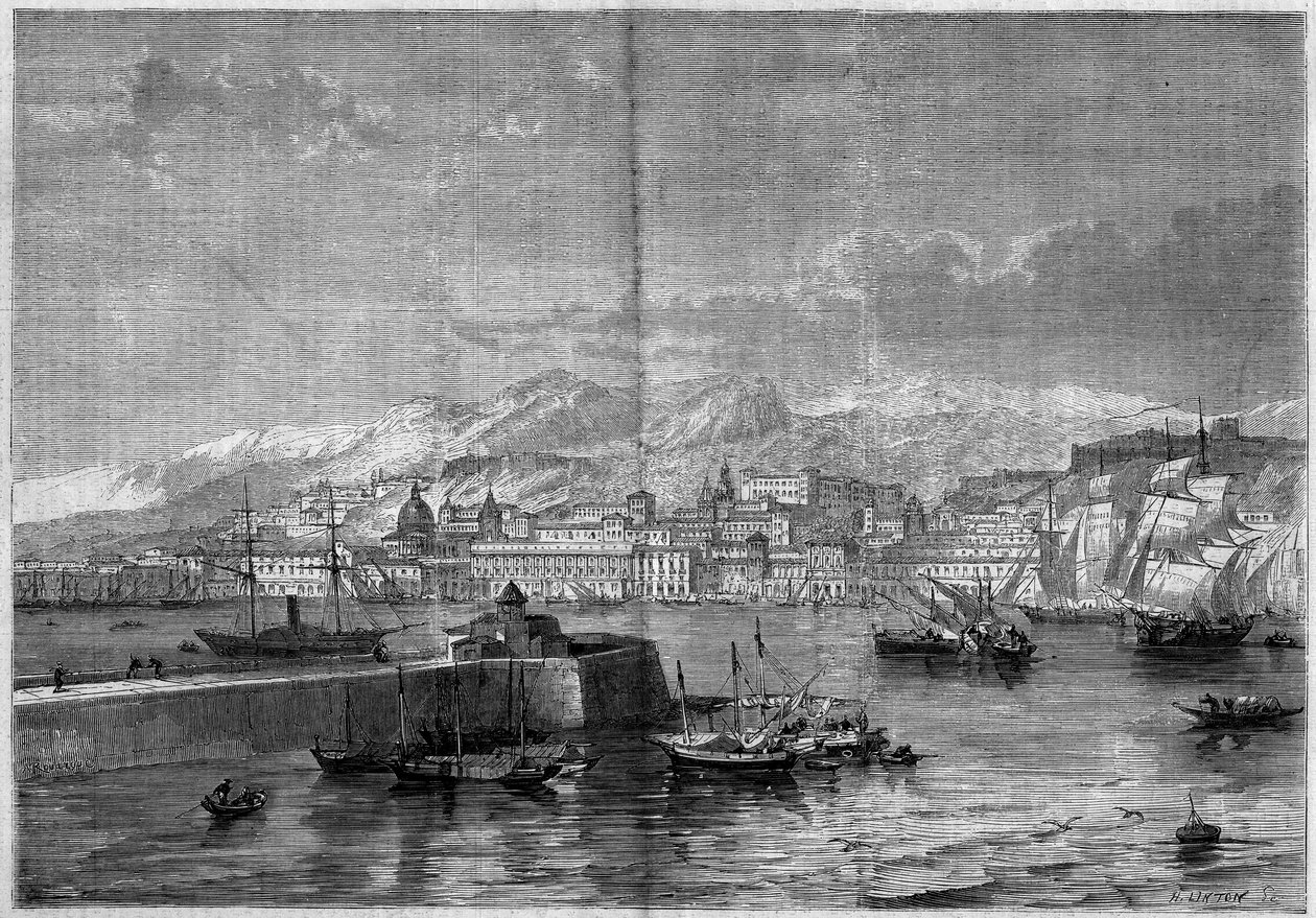 View of the city of Messina, Sicily, Italy by French School
