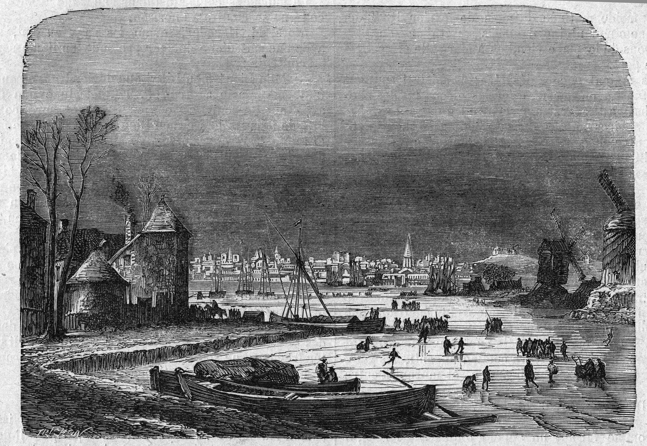 View of the city of The Hague in Holland, late 19th century. Engraving in 