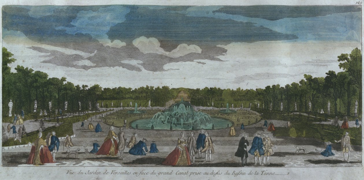 View of the garden in front of the Grand Canal seen from the fountain of Latona, Versailles, France by French School