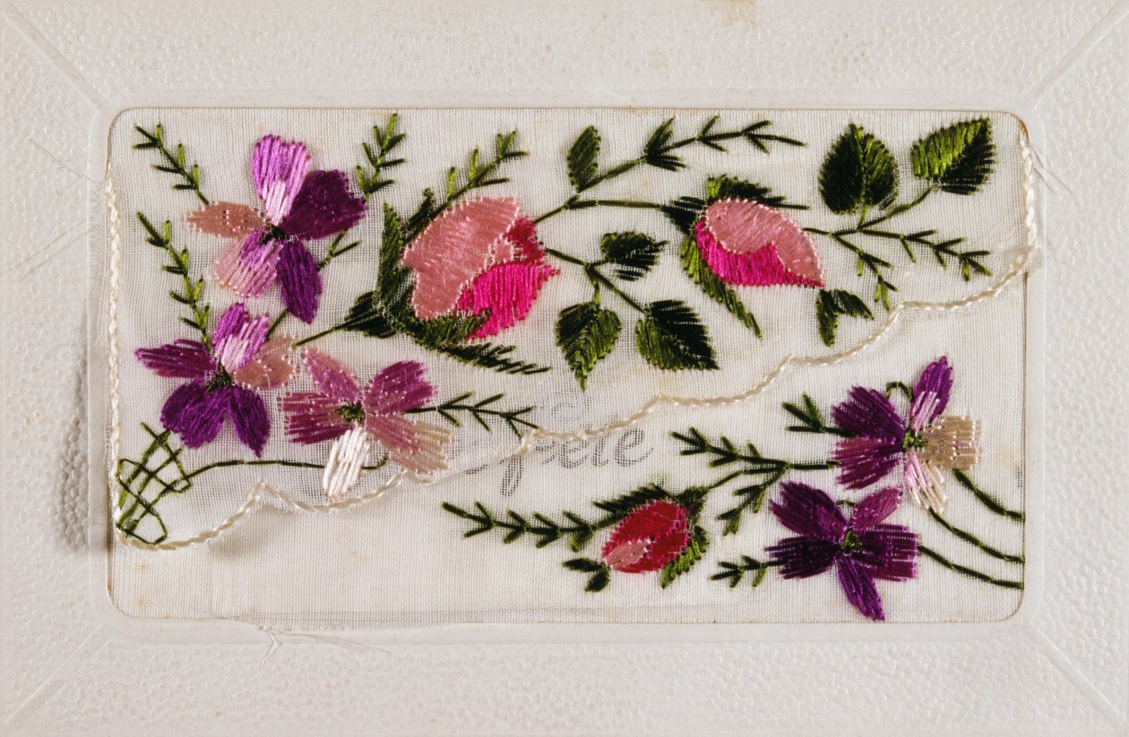 Vintage French postcard with floral decorations by French School