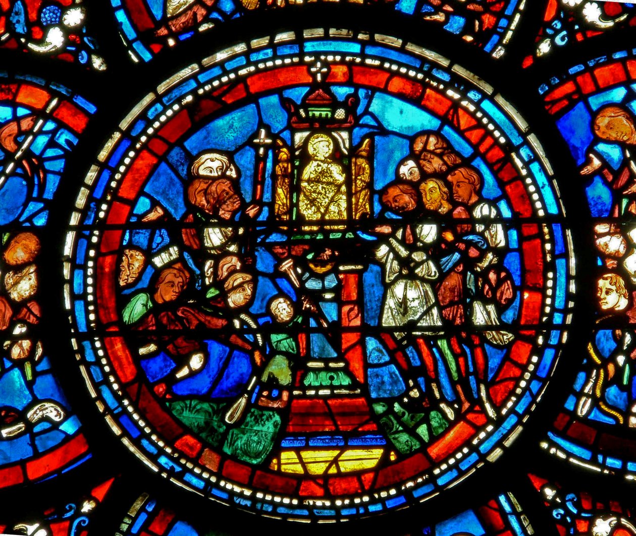 Virgin Mary - Praying Before Her Statue by French School