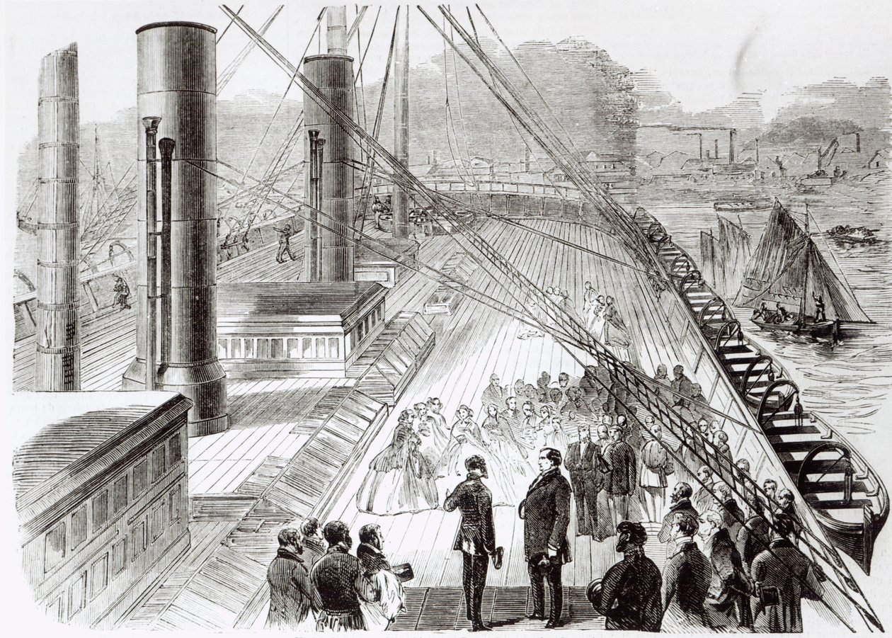 Visit of Prince Napoleon to the Great Eastern at Southampton on 18th October, 1859, illustration from Le Monde Illustre, 5th November, 1859 by French School