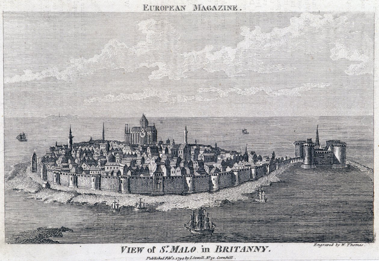 View of St Malo - Engraving by Thomas by French School