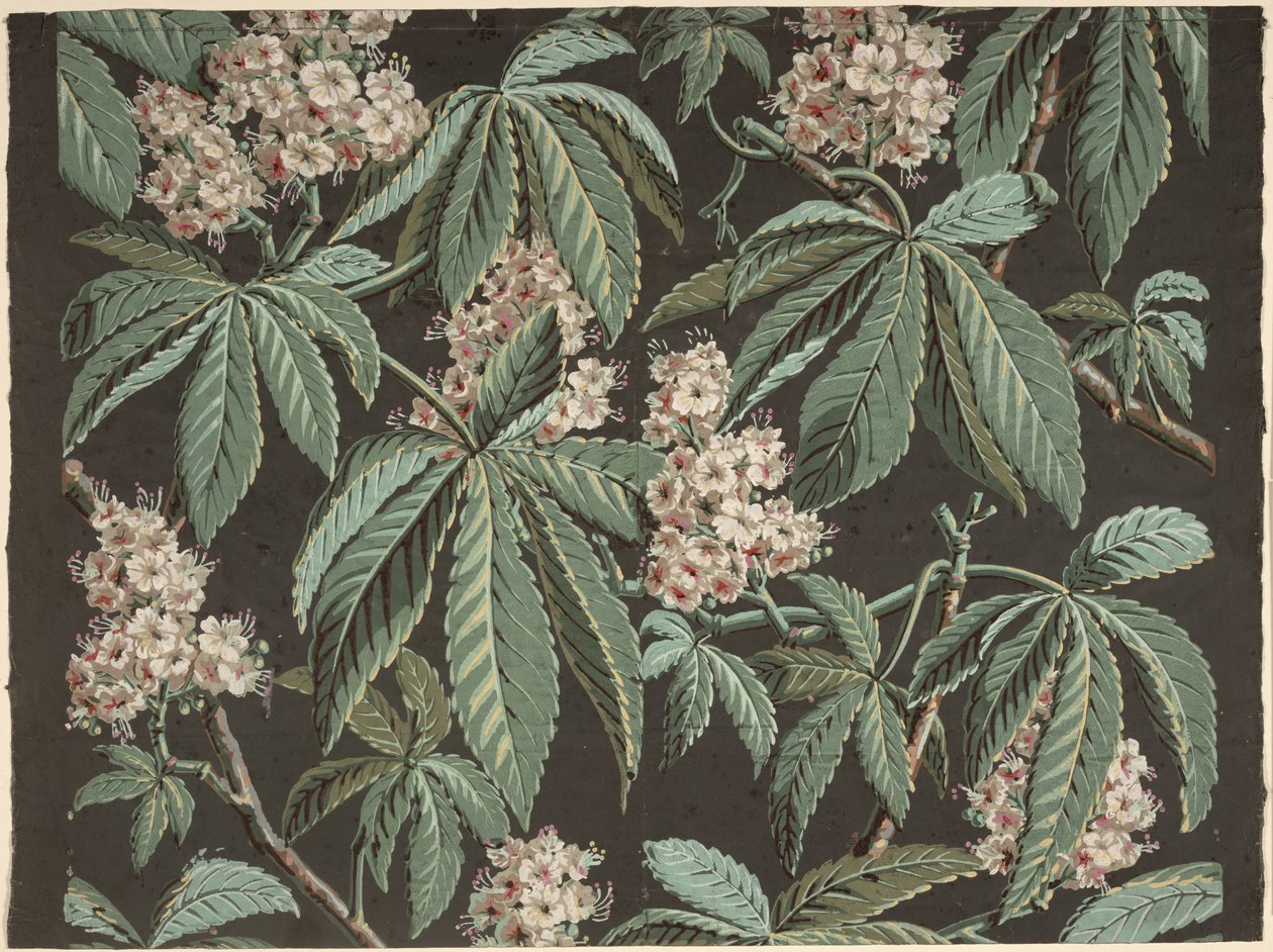 Wallpaper design with Chestnut Branch (detail) by French School