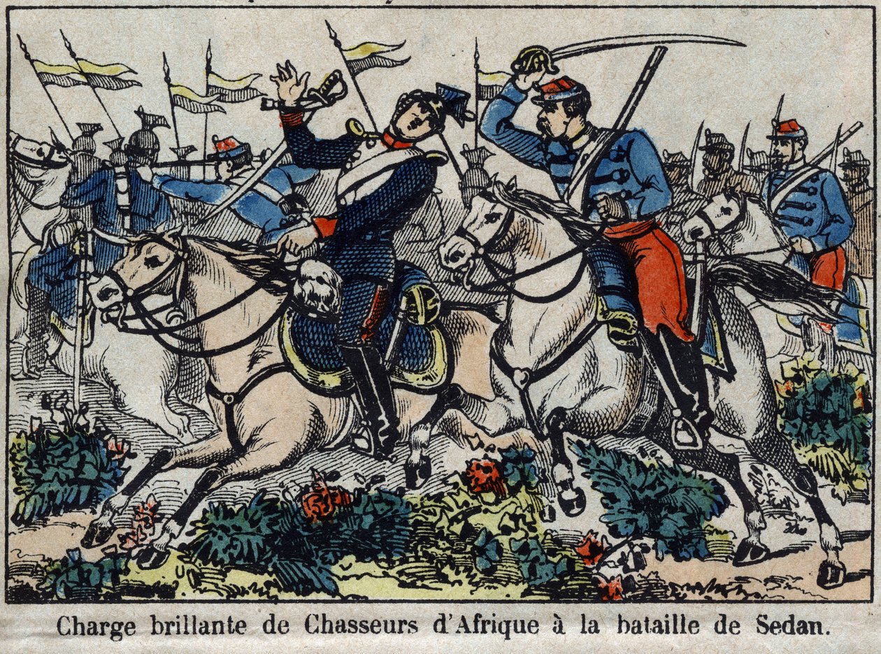 War of 1870 between France and Prussia: Charge of African Hunters at the Battle of Sedan in 1870 by French School
