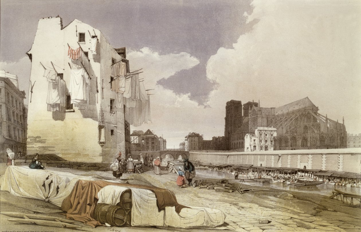 Washerwomen at the Lavoirs at the Quai Montebello by French School
