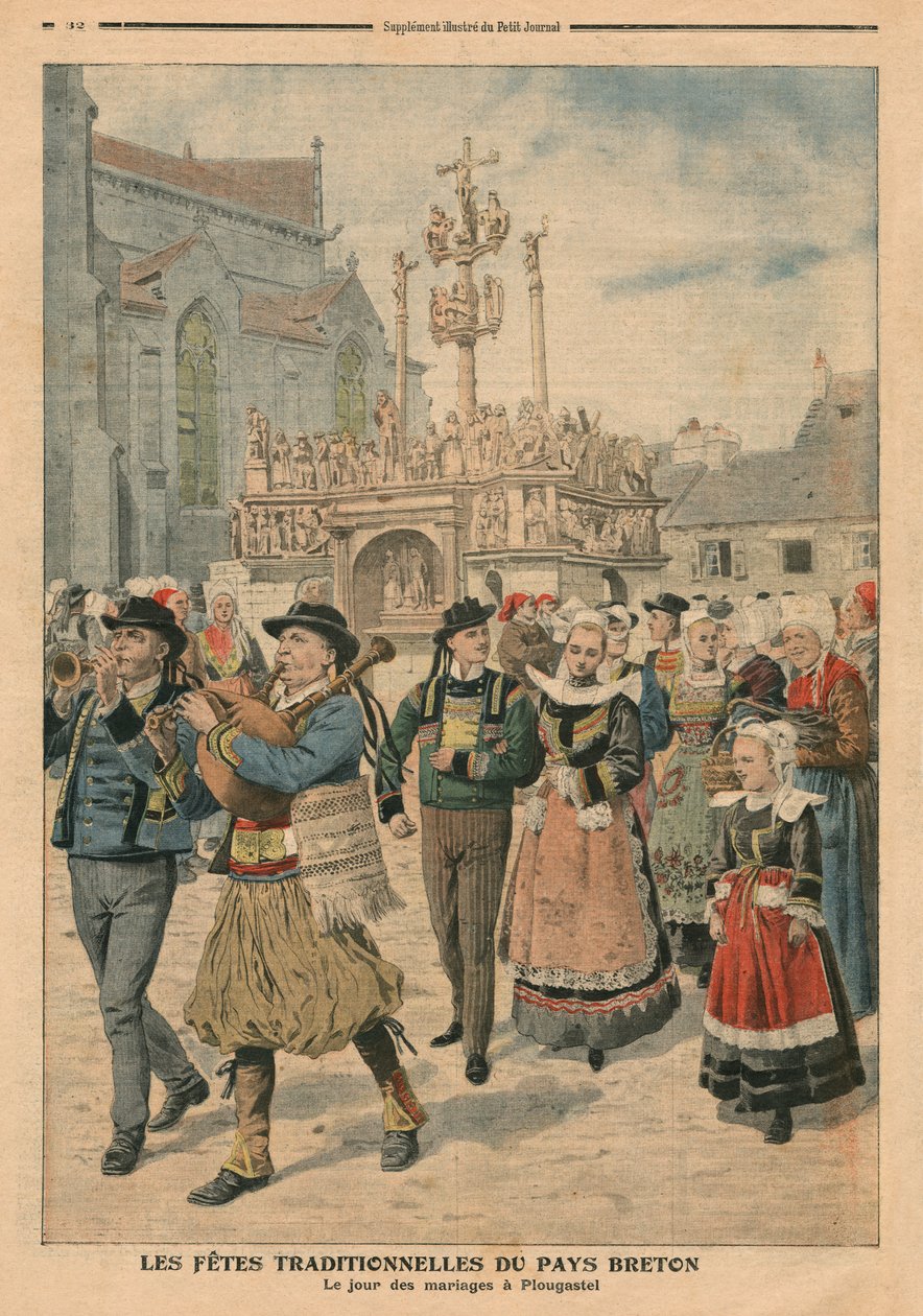 Wedding day at Plougastel, Brittany, illustration from Le Petit Journal, supplement illustre, 27th January 1907 by French School