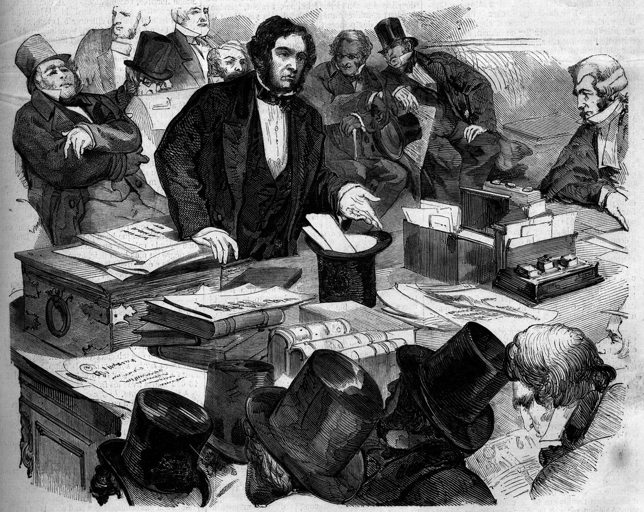 William Ewart Gladstone (1809-1898), English politician, Chancellor of the Chancellor, presenting the budget and trade in the House of Commons. London, England by French School