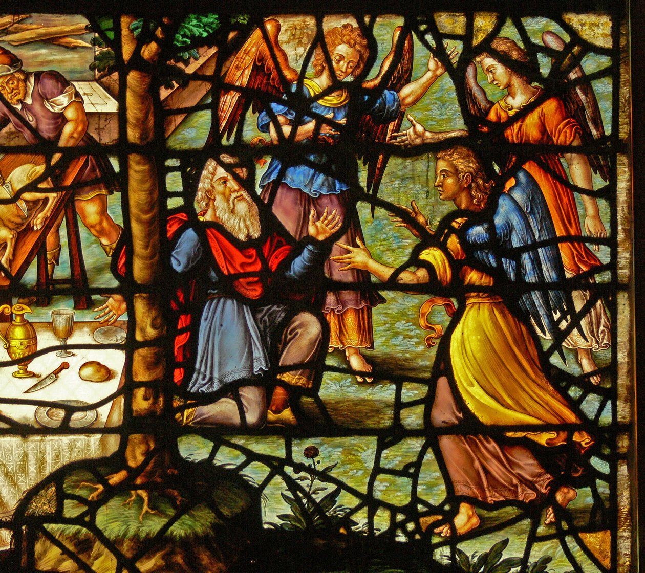 Window Charnier-13 Depicting Abraham Being Visited by Three Angels by French School