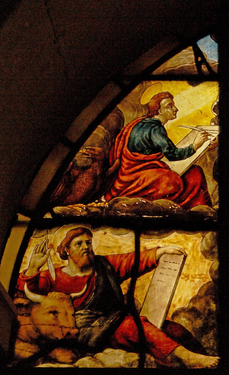 Window Charnier-2 Depicting the Evangelists with the Miracle of the Host: St. Luke and St. John by French School