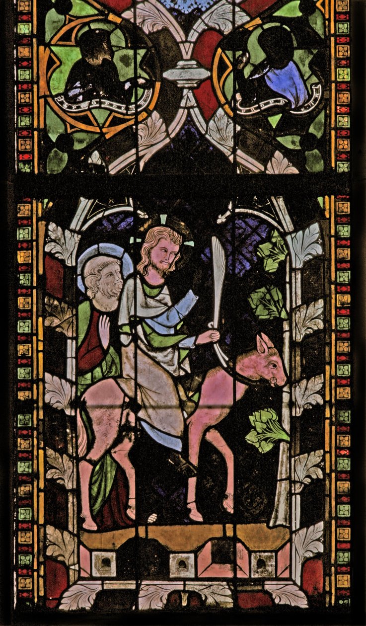 Window N-chapB depicting the Entry into Jerusalem by French School