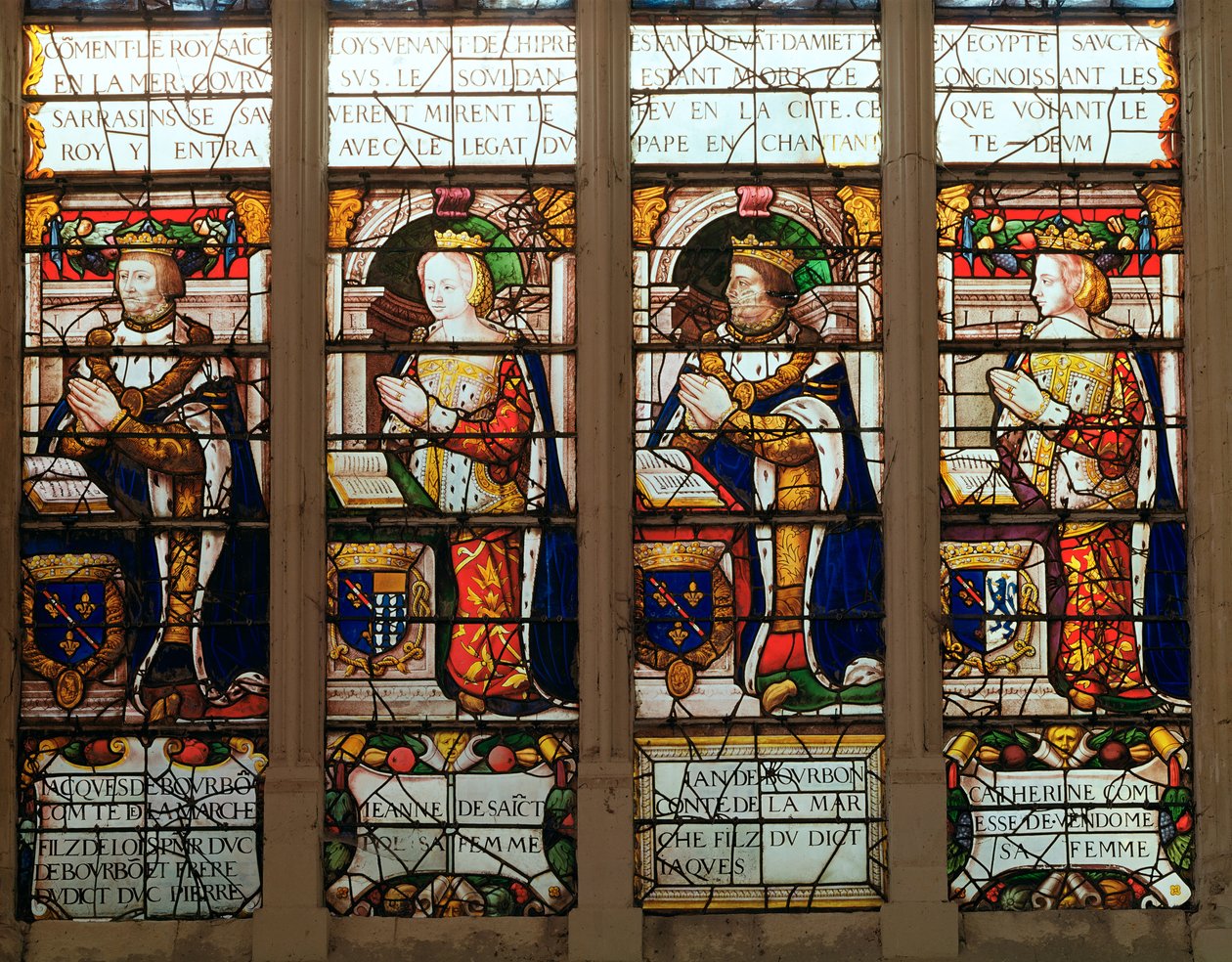 Window Depicting Jacques de Bourbon, Jeanne de Chatillon-Saint-Pol, Jean I de Bourbon and Catherine, Comtesse de Vendome by French School