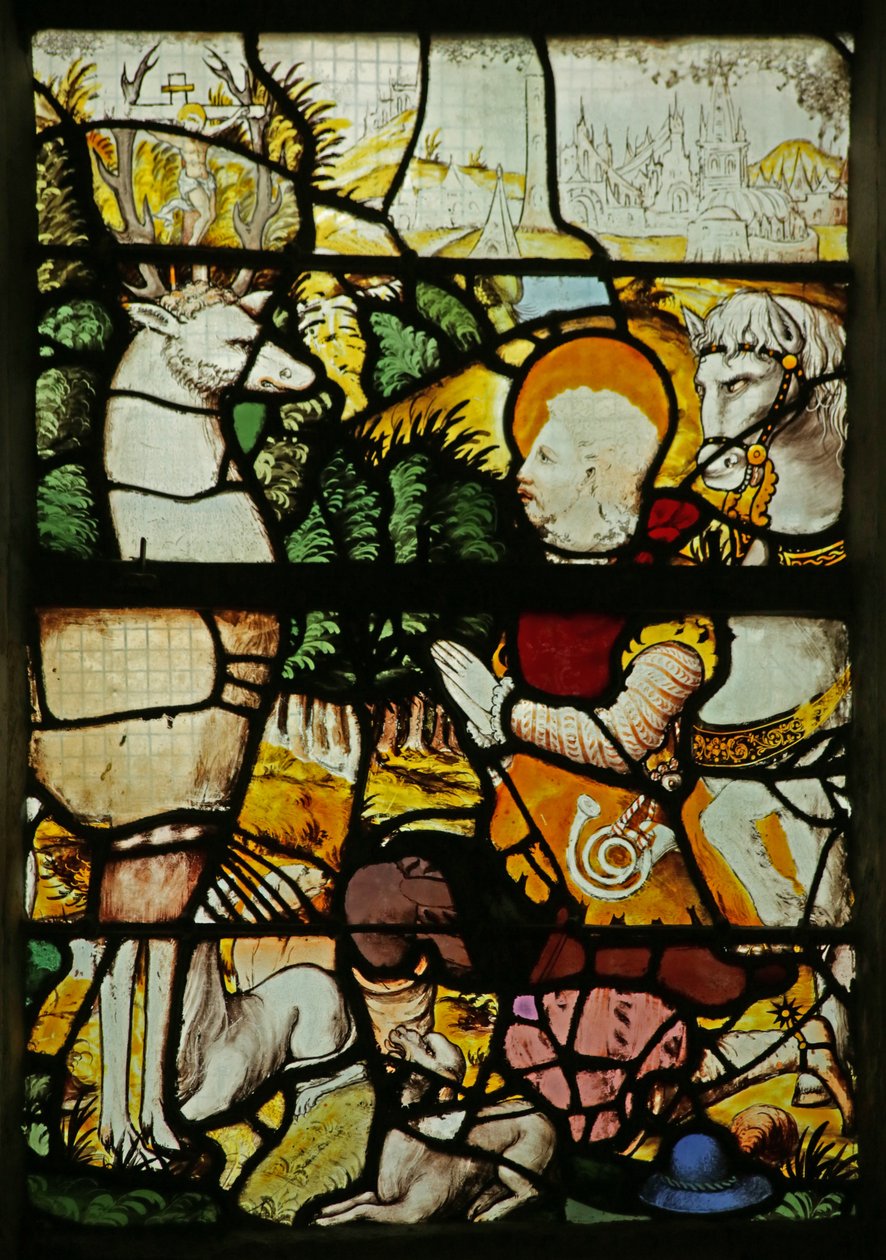 Window depicting Saint Eustache (as Placidus) meeting the Stag by French School