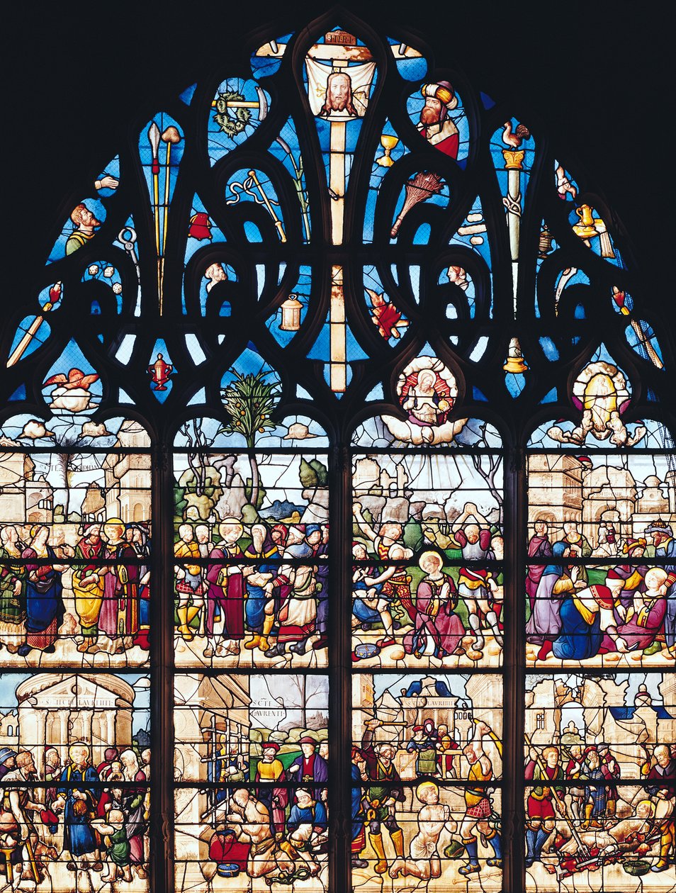 Window Depicting Scenes from the Lives of St. Stephen and St. Lawrence, from the Chapelle Bonne-Mort by French School