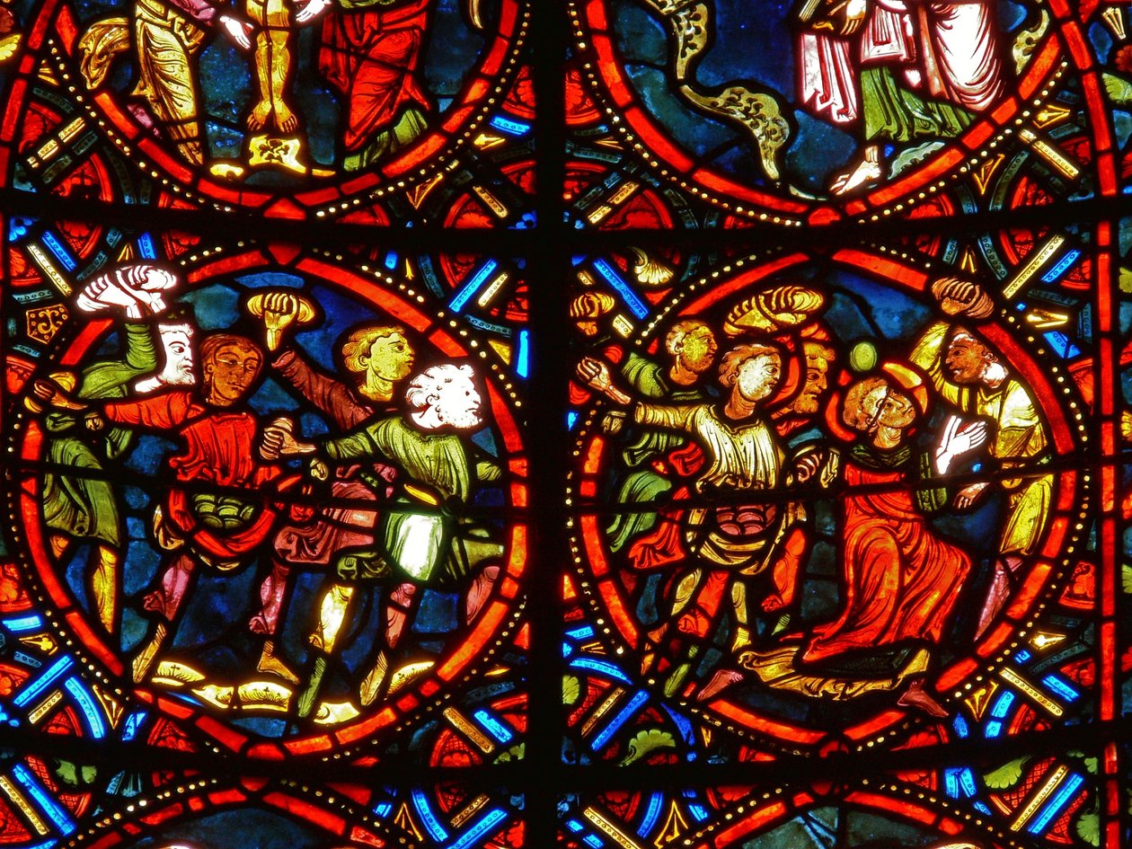 Window depicting St. Stephen being stoned to death by French School