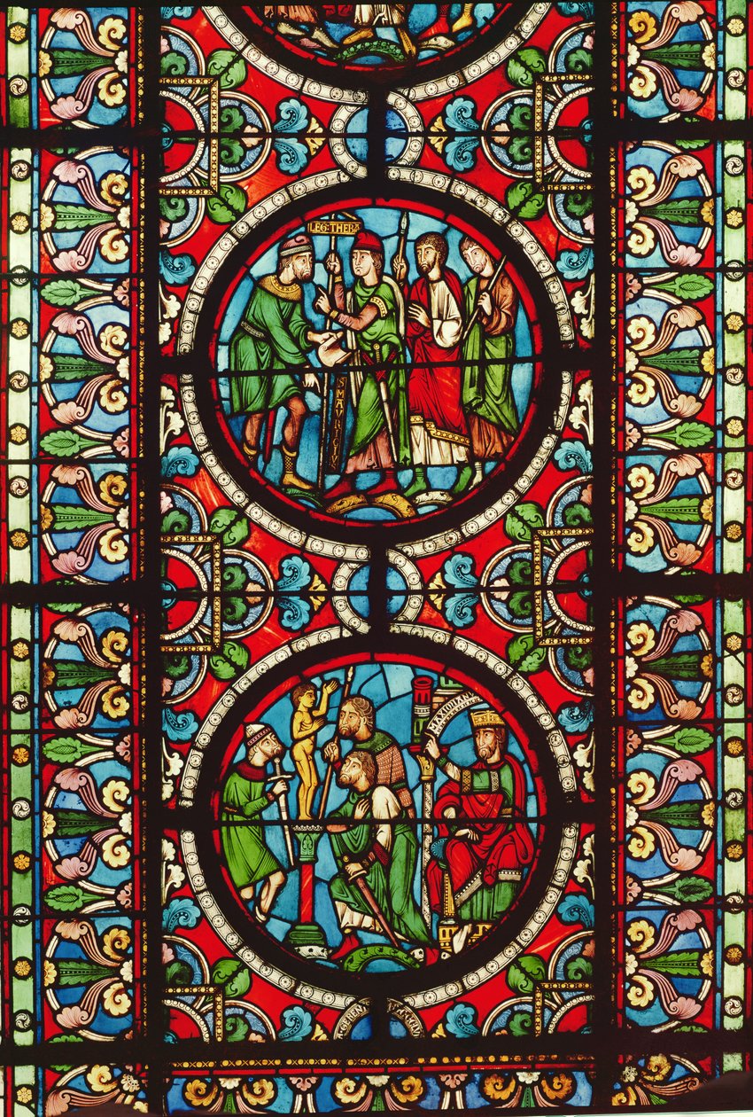 Window depicting scenes from the life of St. Maurice, 12th-13th century by French School