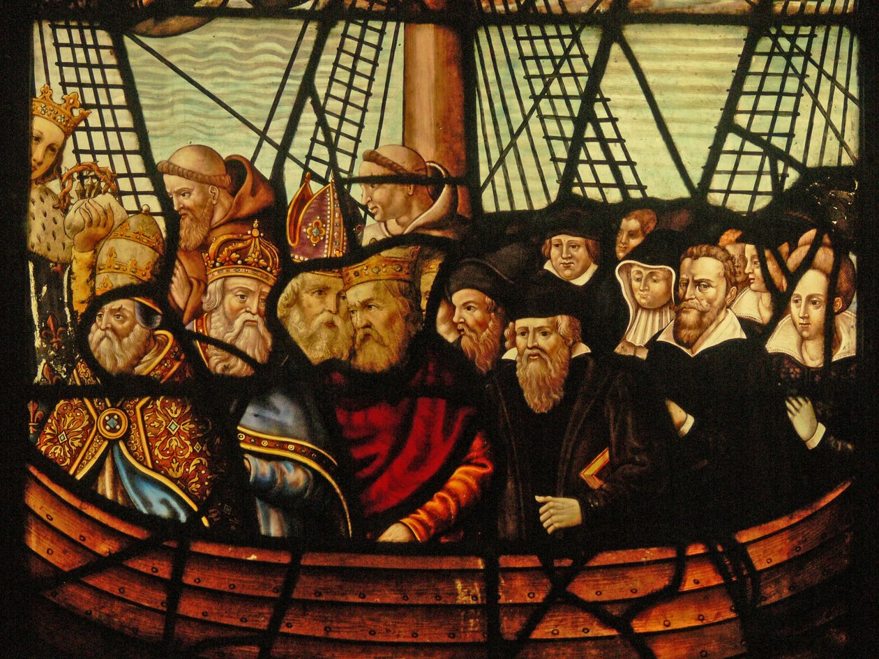 Window in the Charnier Depicting the Ark of the Church and Christ with a Boatful of the Faithful by French School