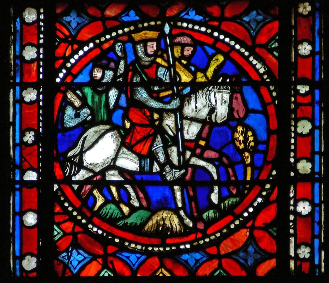Window s1-R depicting a scene from St Bonnet